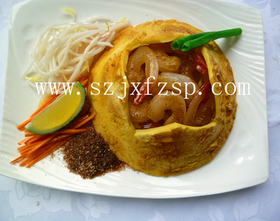 高级泰国食品模型：煎蛋皮蒸虾仁模型，独具匠心的创意造形