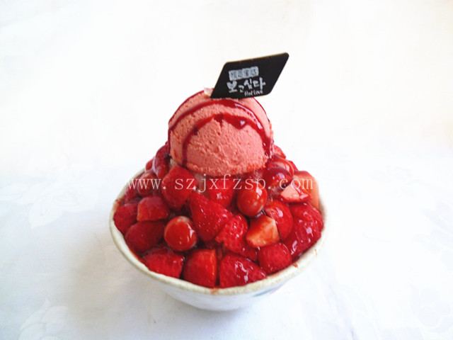 韩式雪冰模型 草莓雪冰食品模型