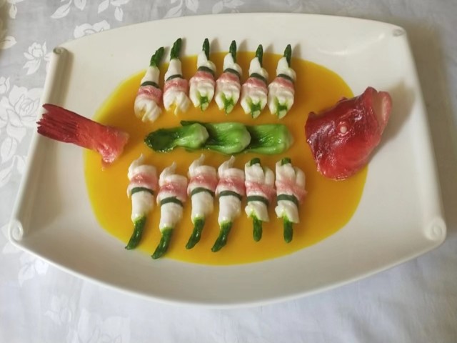 海鲜食物模型金汤芦笋星斑卷模型